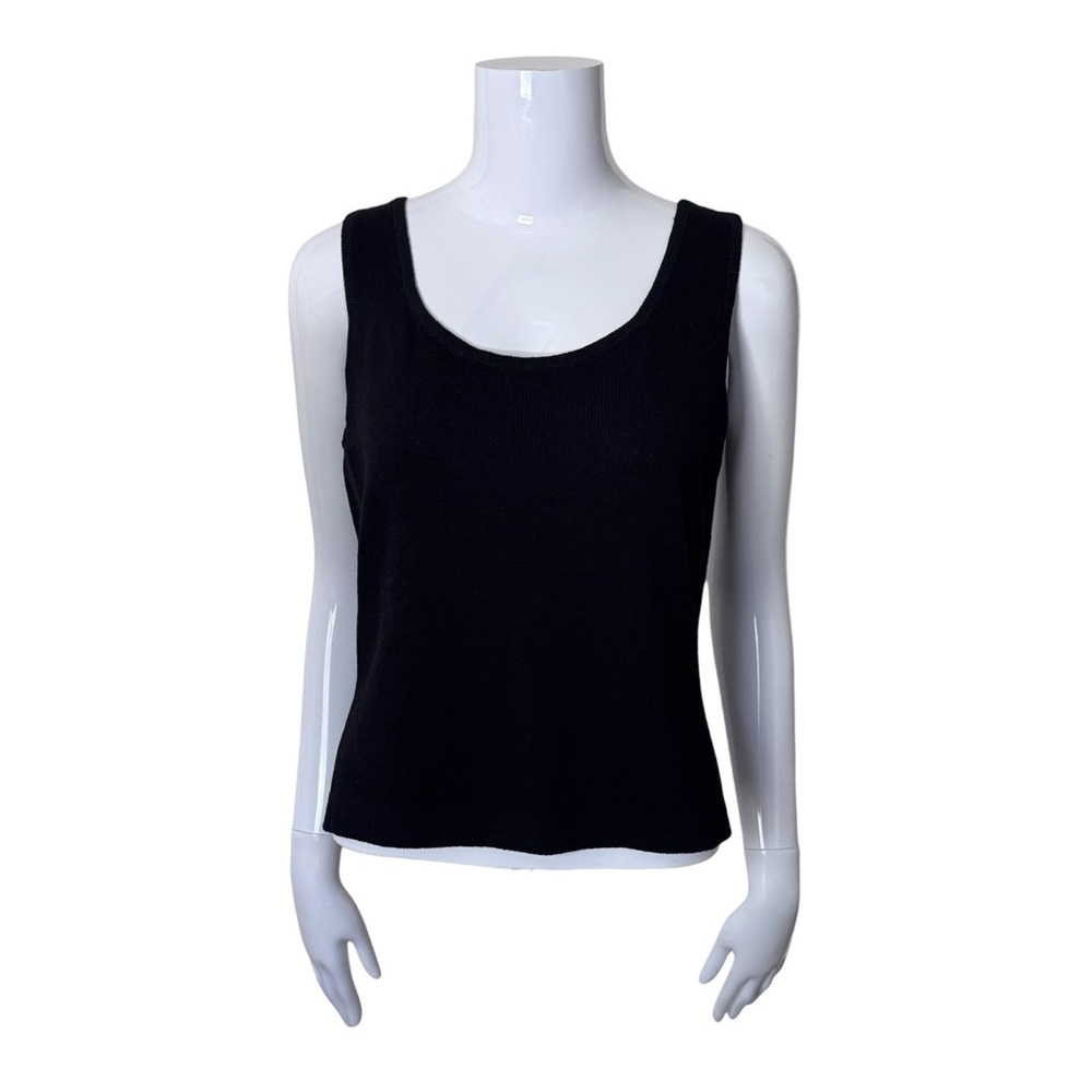 VTG St. John Basics Santana Knit Tank Size P Black Neutral Minimalist Luxury
